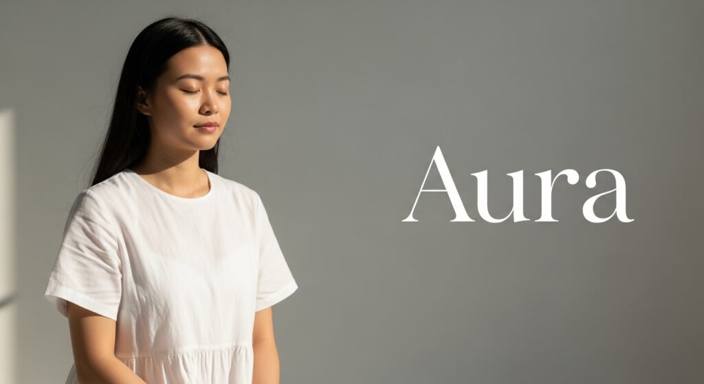 Calm young adult in a mindful setting with soft natural lighting and cinematic shadows